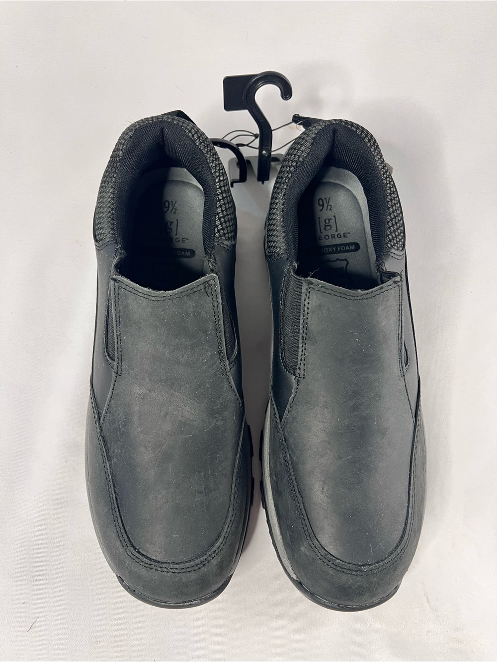 NWT George TRENT Men's Genuine Leather Slip-On Shoes Black Size 9.5 Memory Foam - Picture 6 of 8
